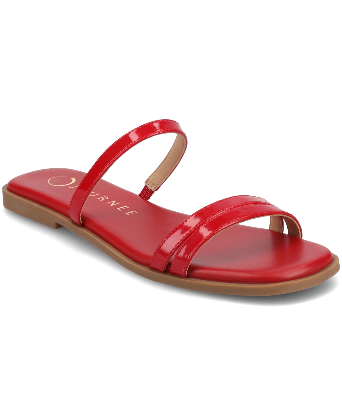 Shop Journee Collection Women's Brisa Multi Strap Slip On Flat Sandals In Patent,red