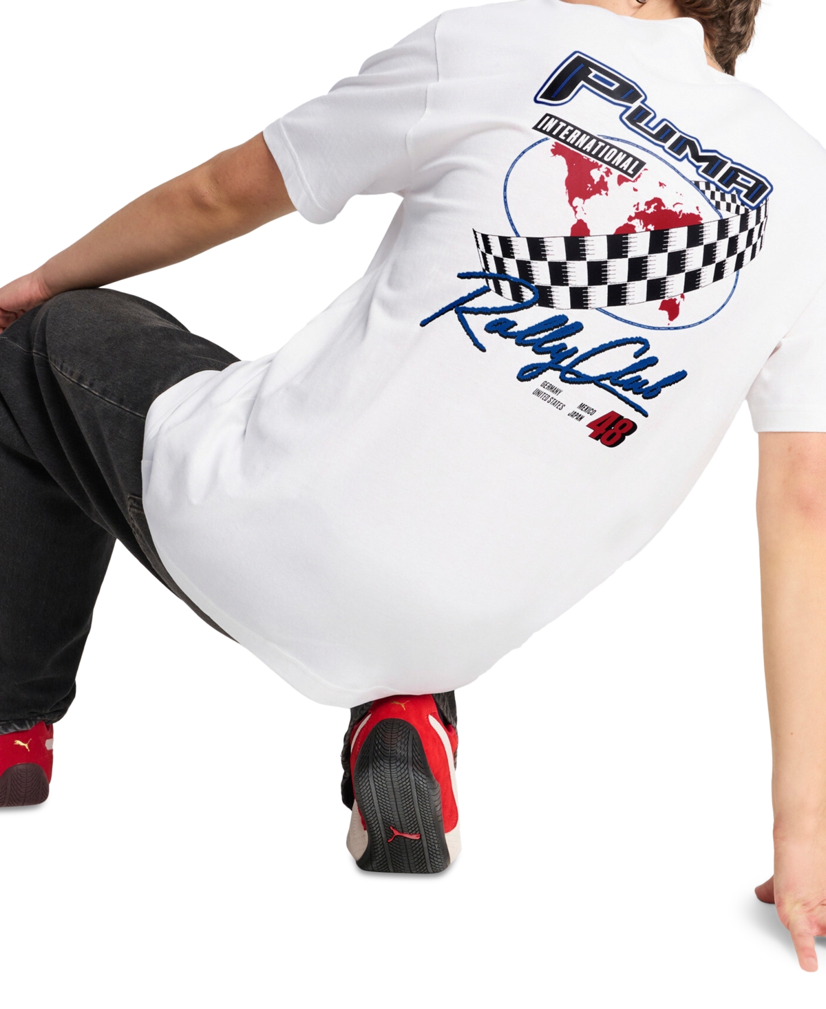 Puma Men's Moto Semi-rubber Print T-shirt In White