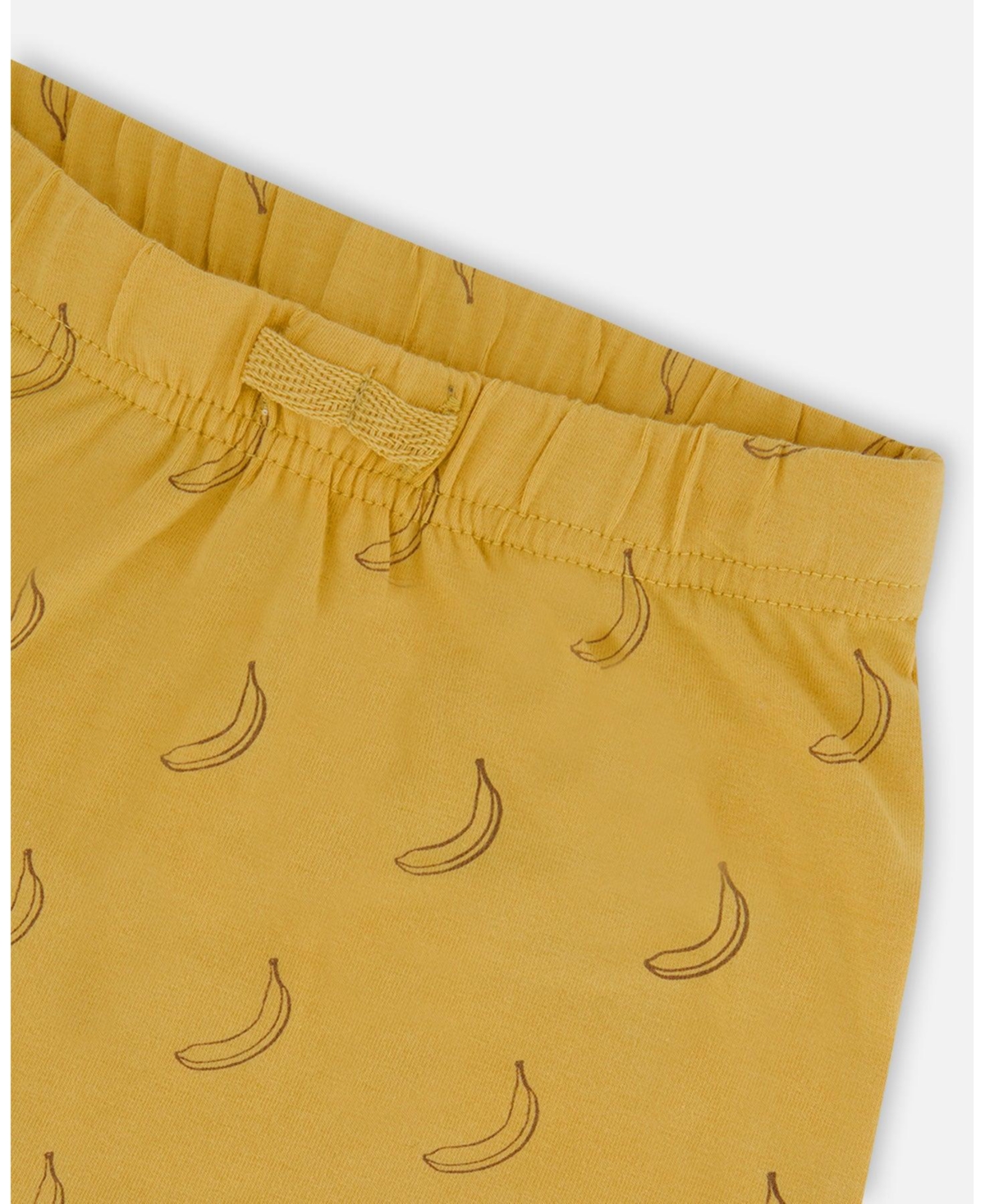 Deux par Deux Baby Boys Printed Organic Cotton Top And Short Set Yellow Bananas And Off-White