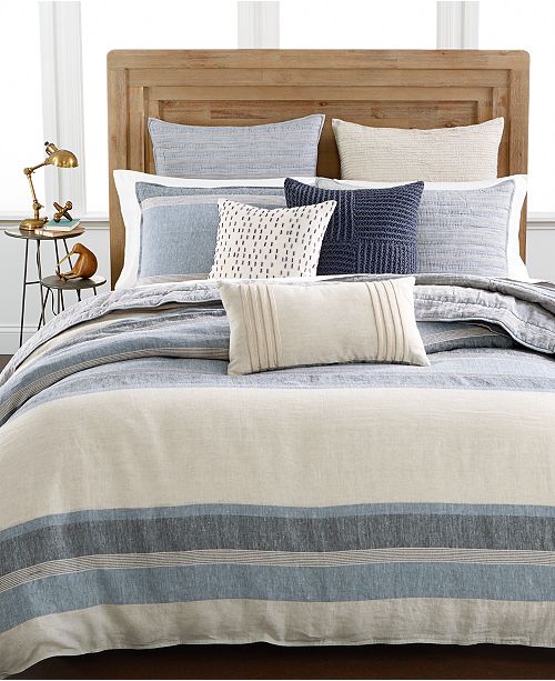 Hotel Collection Linen Stripe King Duvet Cover, Created ...