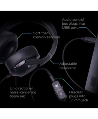 Predator Galea 350 Gaming Headset with 7.1 Surround Sound, Unidirectional Noise-Cancelling Mic, Compatible with PC, Xbox One, PS4,Black