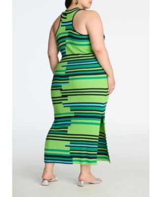 Women's Plus Size Mixed Stripe Ribbed Dress