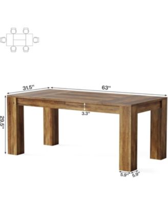 63-Inch Dining Table for 4-6 People, Rectangular Kitchen Dinner Table, Farmhouse Wooden Eating Table for Home Kitchen, Dining Room