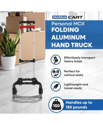 Personal MCX Folding Aluminum Hand Truck, 150lb Capacity, Black/Red