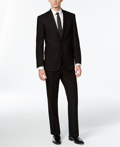 Kenneth Cole Reaction Black Solid Slim-Fit Suit - Suits & Suit