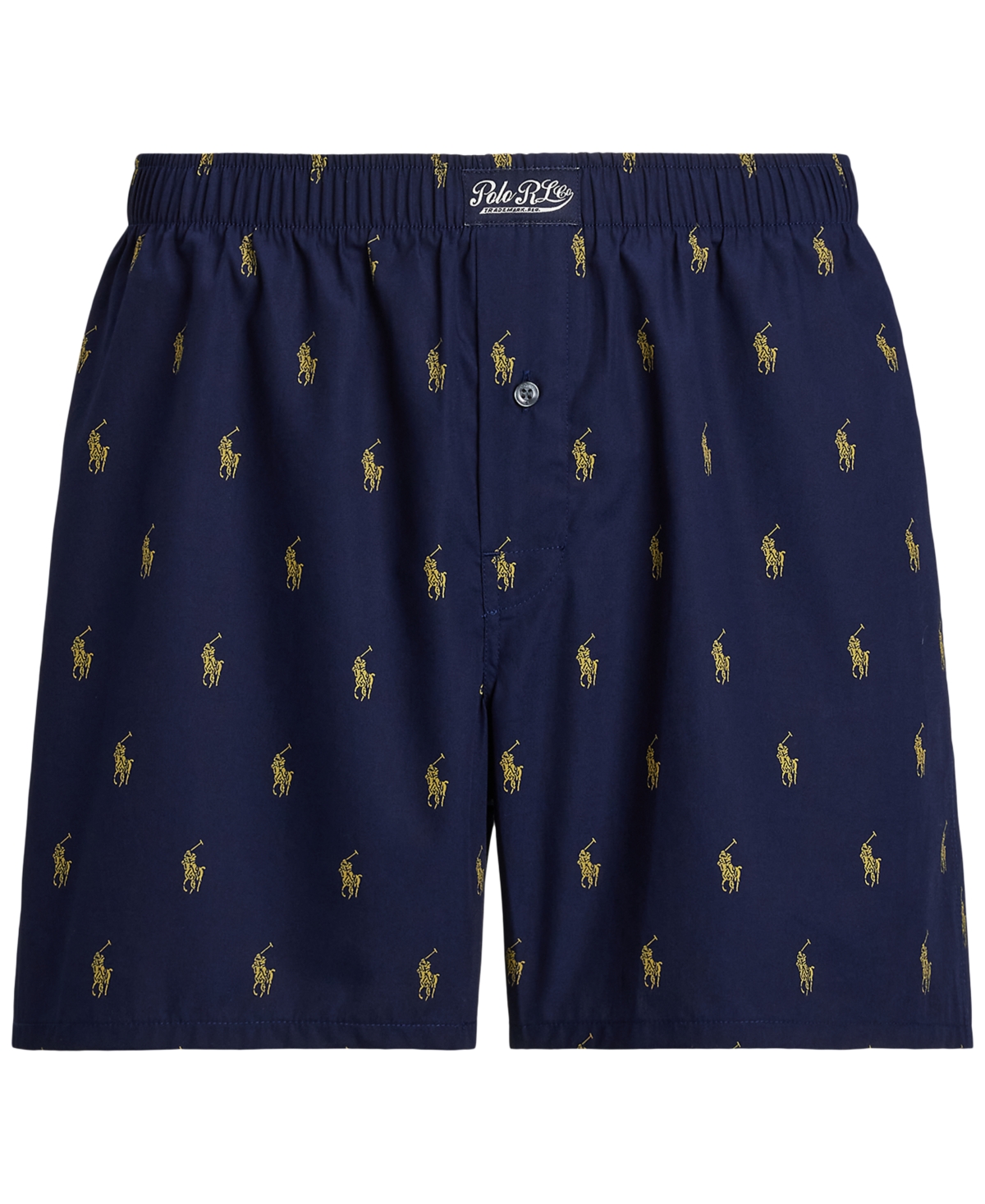 Polo Ralph Lauren Men's Allover Pony Woven Boxers In Cruise Navy W,sunfish Yellow Aopp