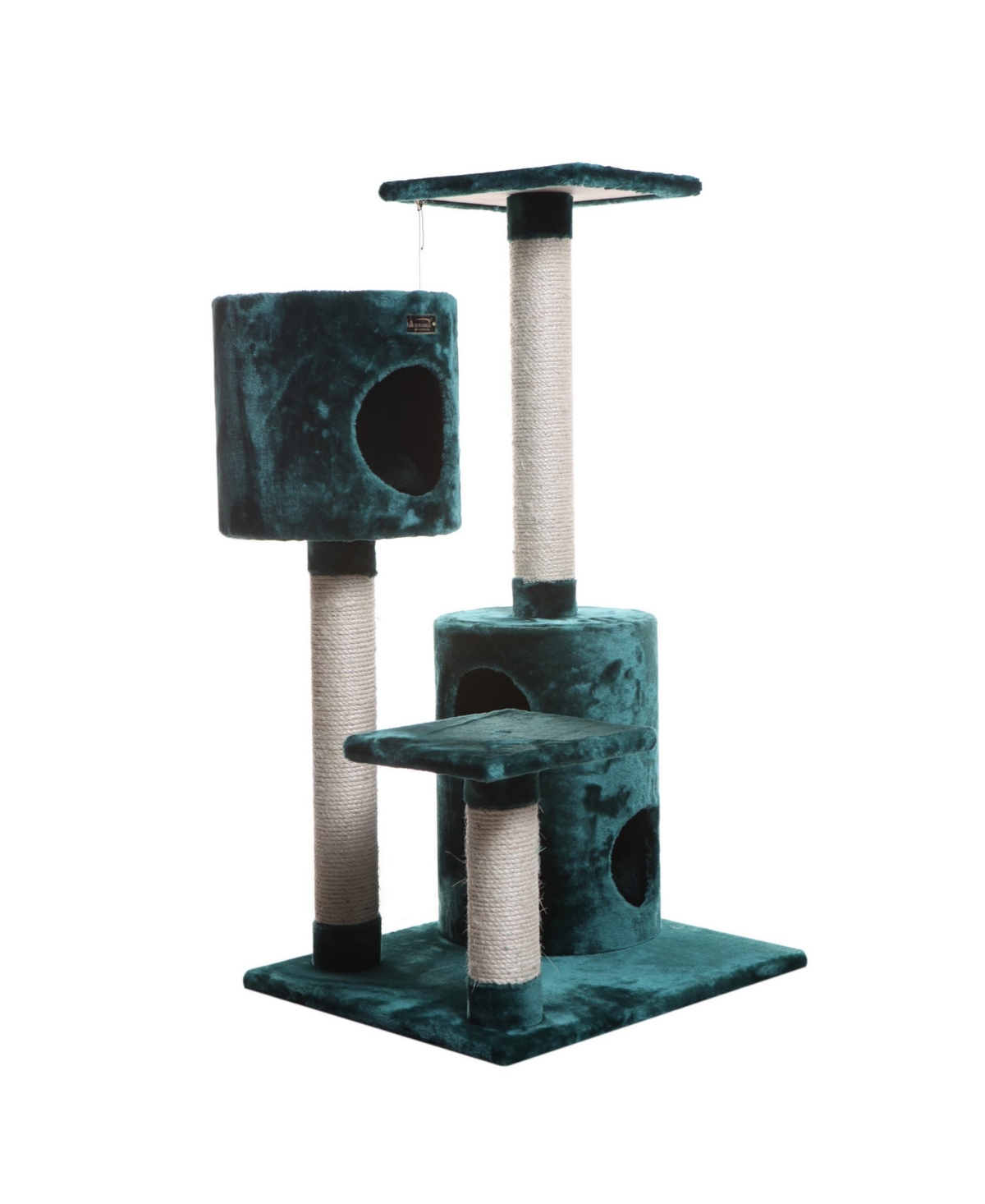 Real Wood Cat Tree Condo House With 2 Private Condos 43" Green A4301 - Darkgreen