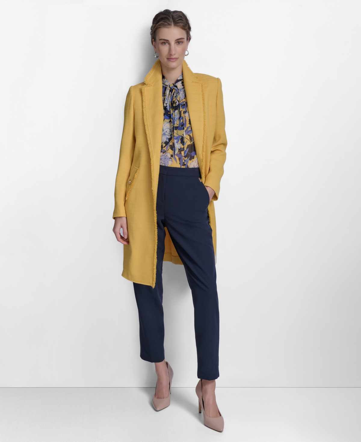Tommy Hilfiger Women's Fringe-trimmed Open-front Topper Jacket In Deep Maize