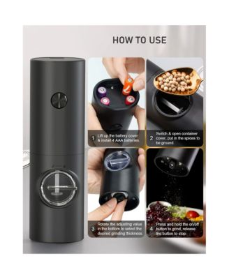 Adjustable Coarseness Automatic Battery-Powered Salt and Pepper Grinder Set