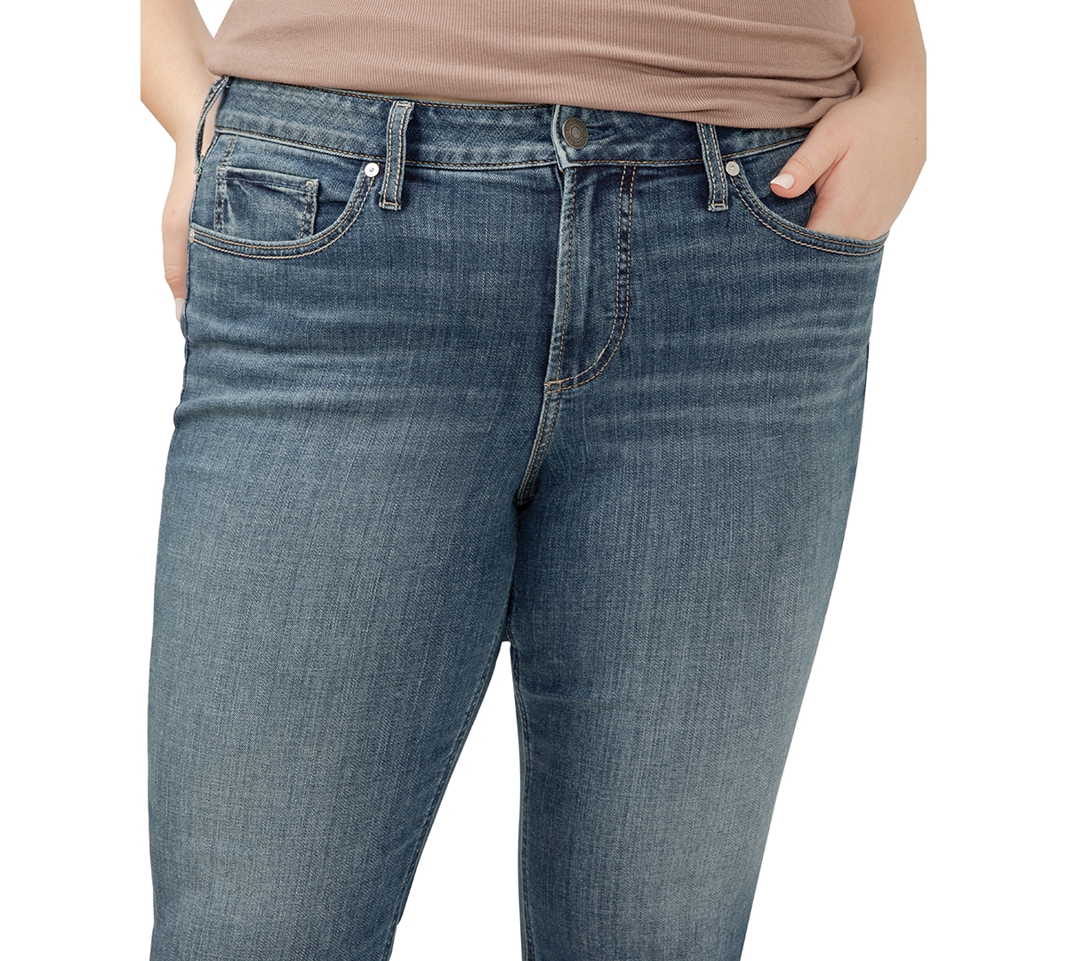 SILVER JEANS CO. PLUS SIZE SUKI CURVY-FIT CROPPED DENIM JEANS 
