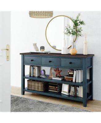Retro Console Table with Two Open Shelves for Entryway, Living Room or Hallway Decor