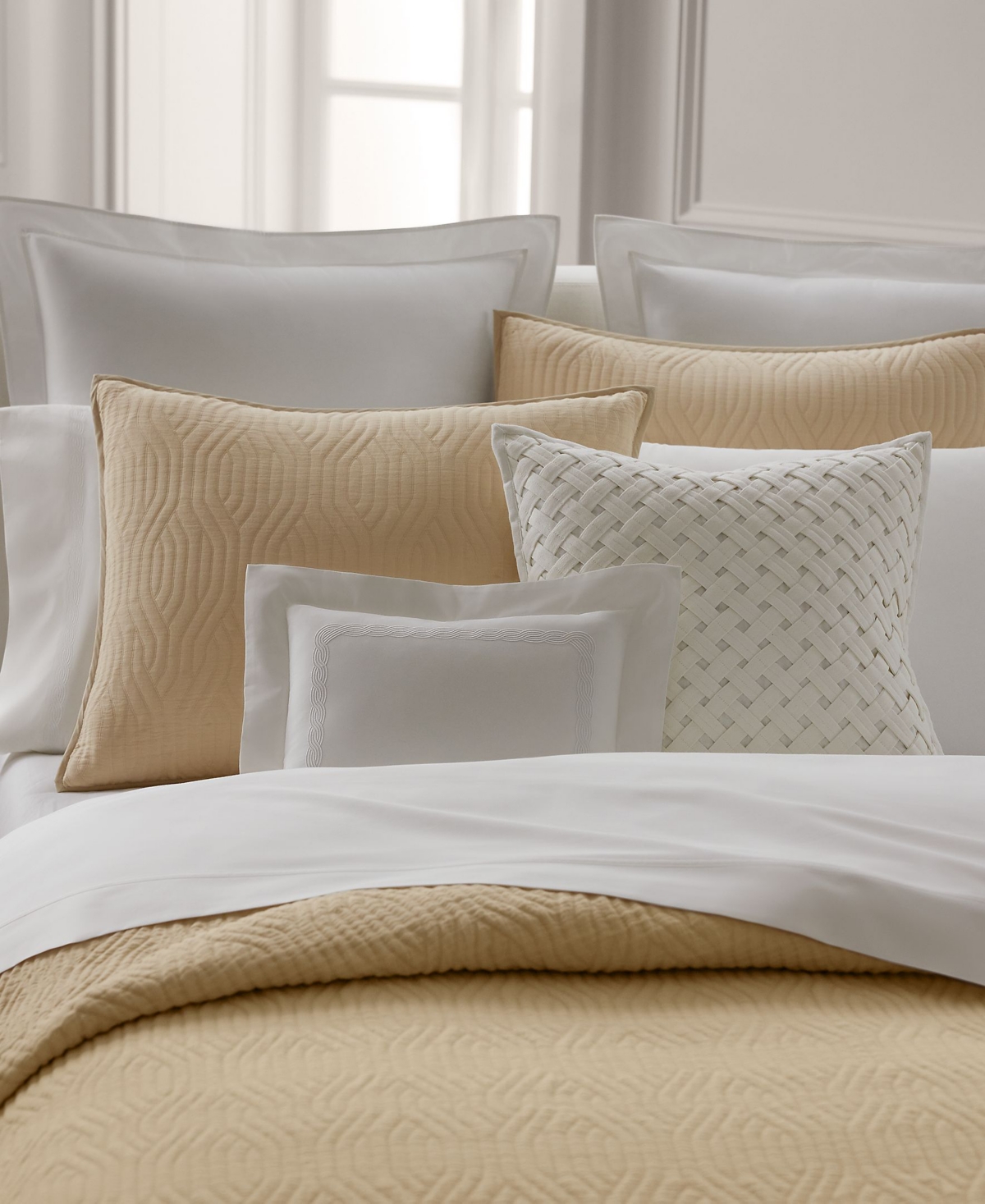 Ralph Lauren Wiley Cotton Jacquard Quilt, Full/queen In True Tan