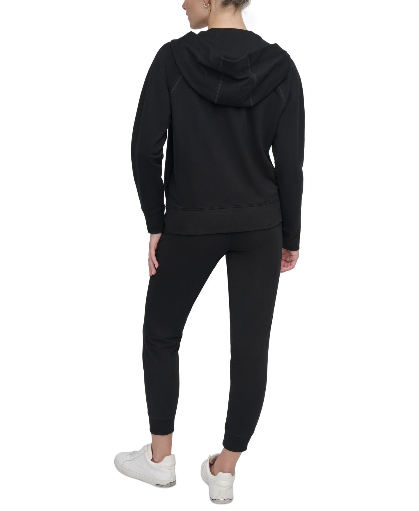 Женское худи DKNY Sport Two-Tone Zip-Front Long-Sleeve, цвет: Чёрный — фото 6