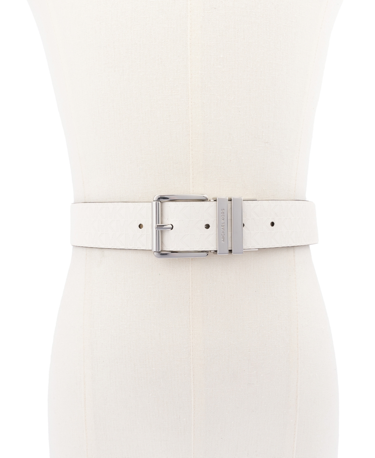 Michael Kors Women's 35mm Leather Reversible Belt In Optic White