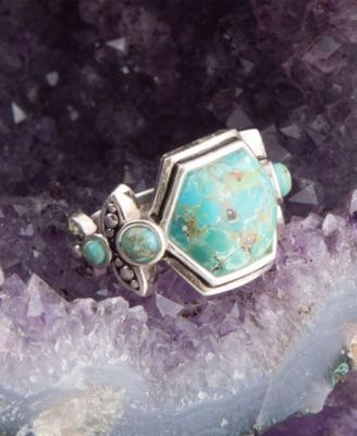 Emile Blue Turquoise and Sterling Silver Hexagon Ring