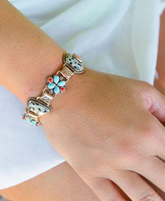 Legacy Blue Turquoise and Dalmatian Jasper Golden Link Bracelet