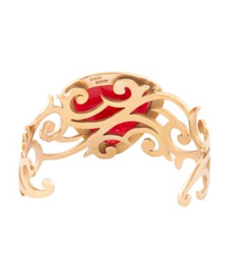 Red Bordeaux Quartz Golden Statement Cuff Bracelet