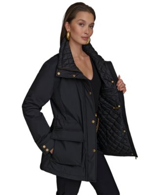 Women's Stand-Collar Cinched-Waist Coat