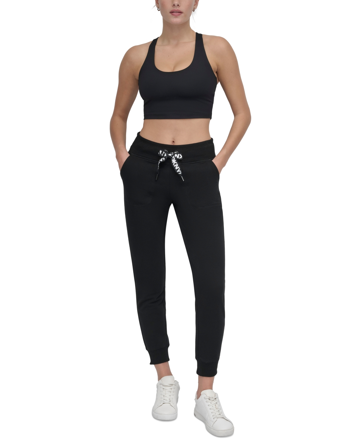 Dkny Sport Women's Logo-drawstring High-rise Joggers In Black