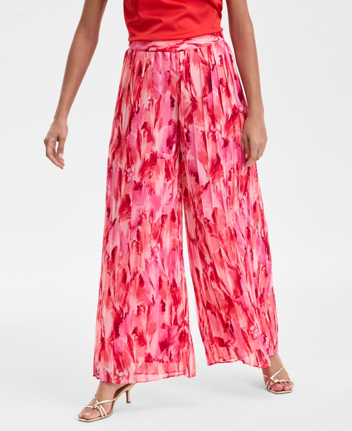 I.n.c. International Concepts Women's High-Rise Printed-Chiffon Wide-Leg Pants, Exclusively at Macy's