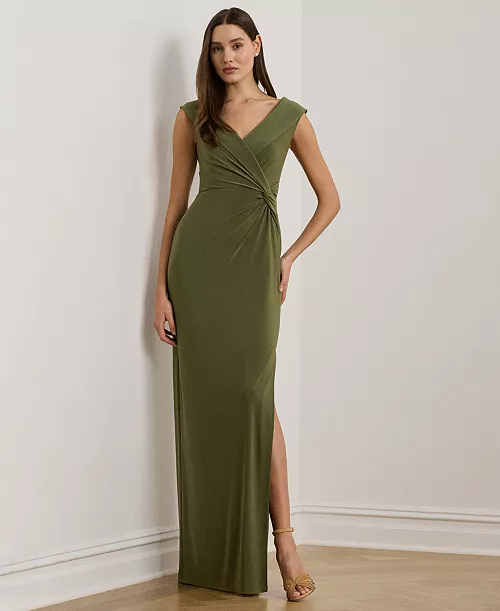 women's jersey off-the-shoulder gown
