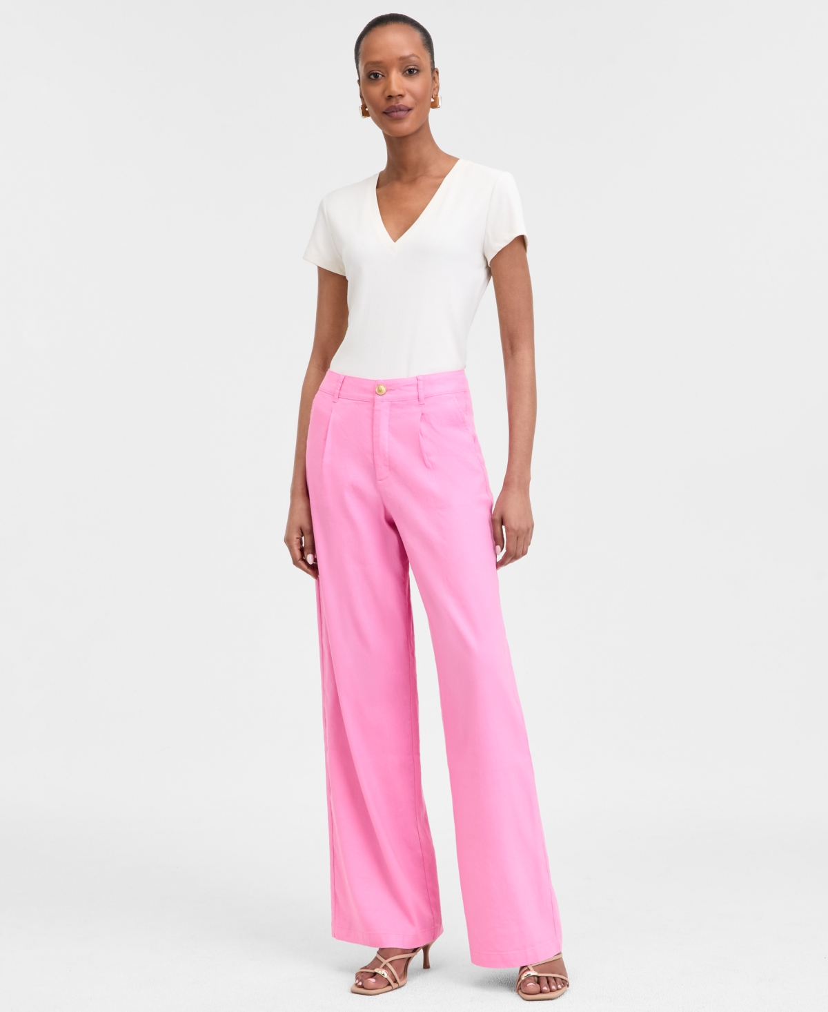 Inc International Concepts Women's High Rise Wide-leg Pants, Exclusively At Macy's In Pink Shade