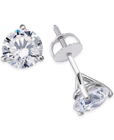Certified Near Colorless Diamond 3-Prong Stud Earrings (2 ct. t.w.) in 18k White Gold