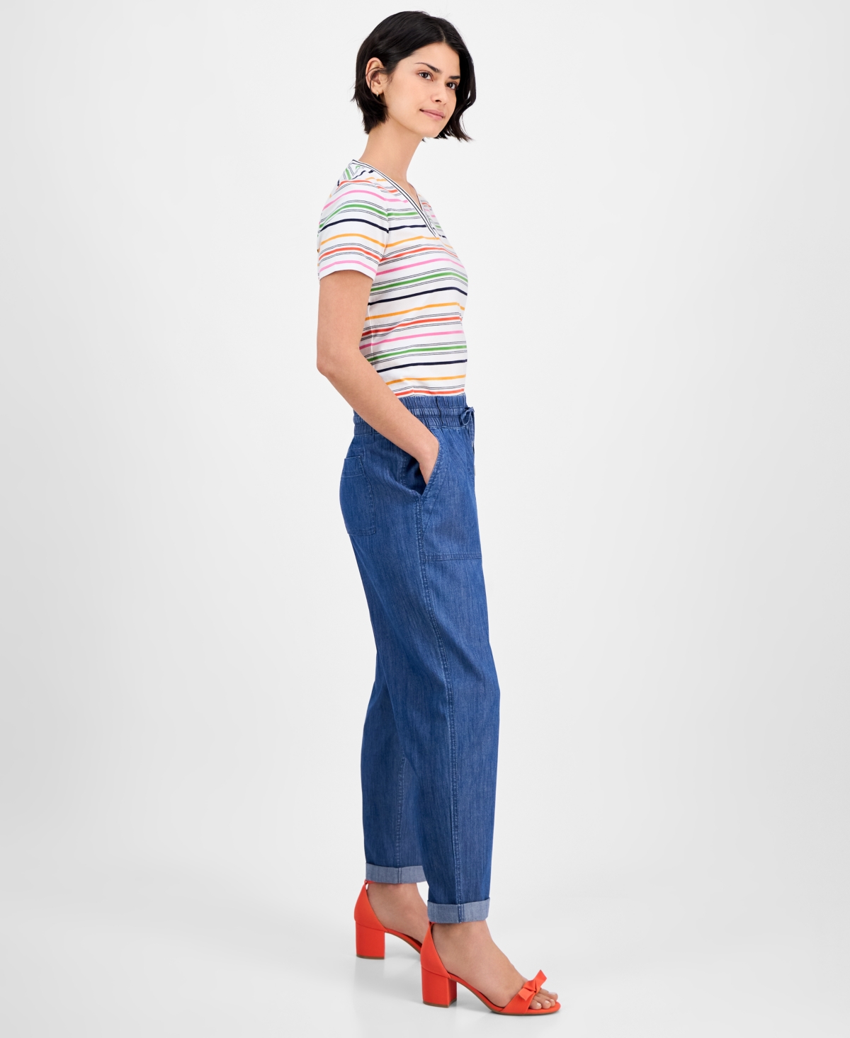 Nautica Jeans Women's Chambray Cuffed Jogger Pants In Azure