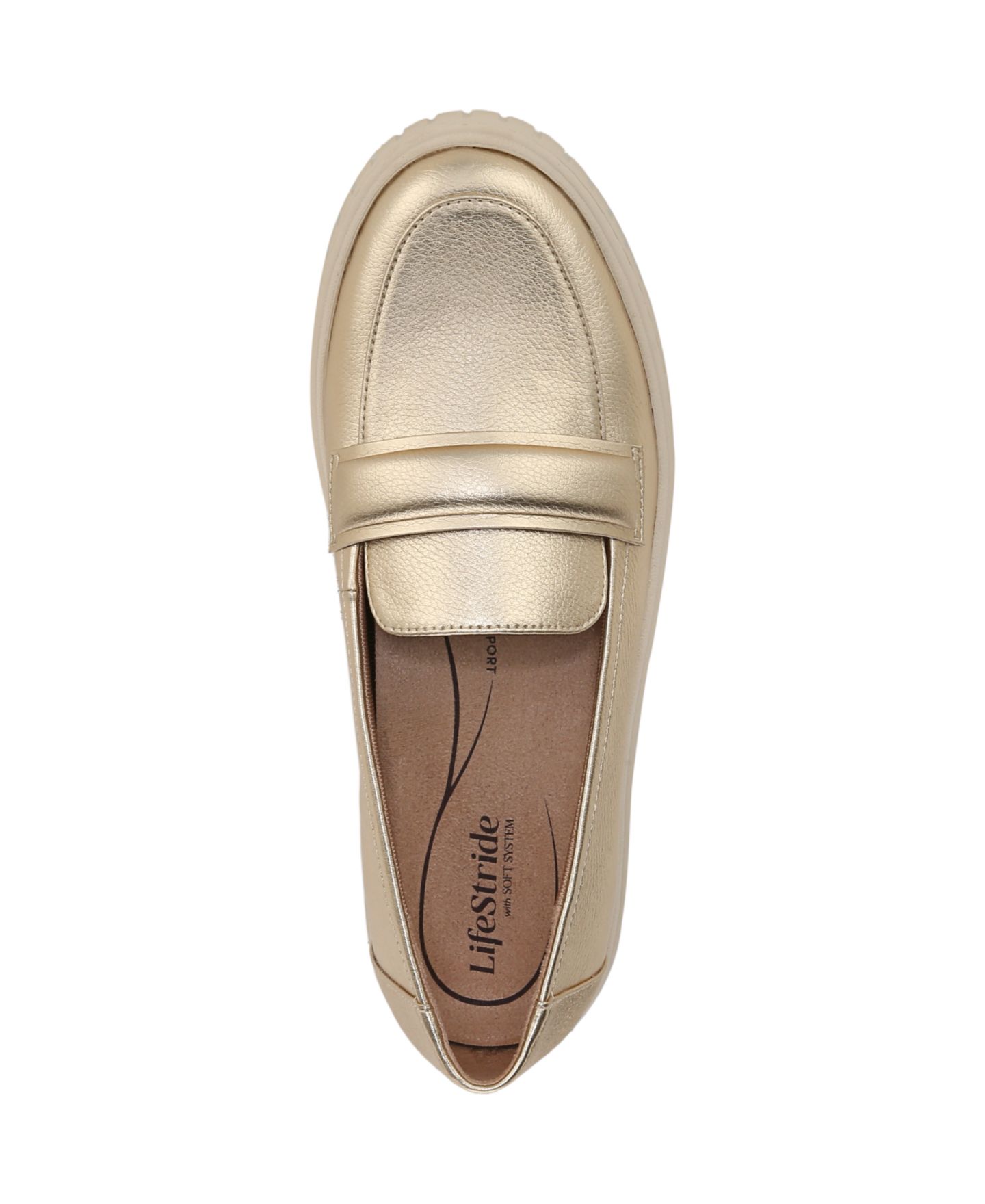 Женские туфли LifeStride Geneva Closed Round Toe Platform Penny, цвет: Золотая искусственная кожа — фото 4