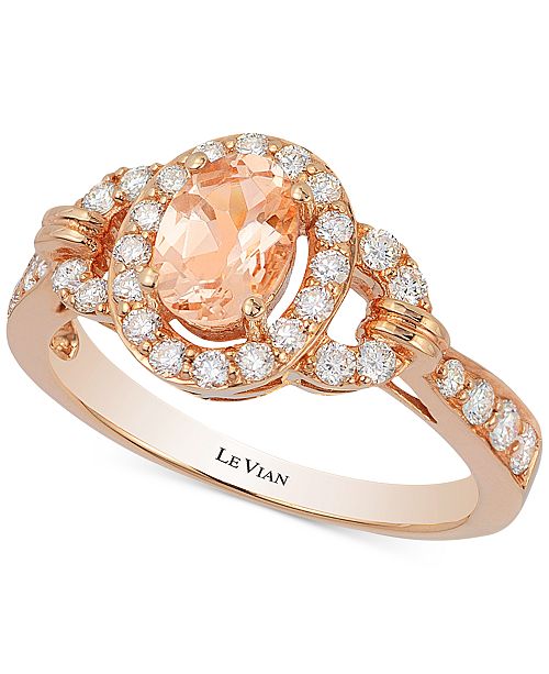 Le Vian Peach Morganite 1 2 Ct T W And Diamond 1 2 Ct T W Ring In 14k Rose Gold Created For Macy S Reviews Rings Jewelry Watches Macy S