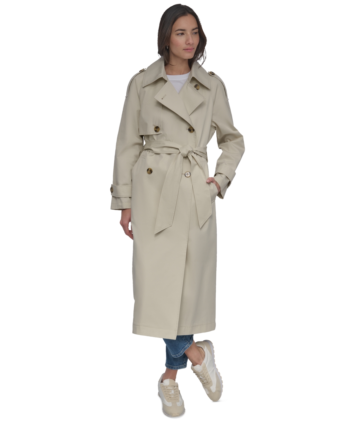 DKNY JEANS WOMEN'S COTTON DOUBLE-BREASTED TRENCH COAT 
