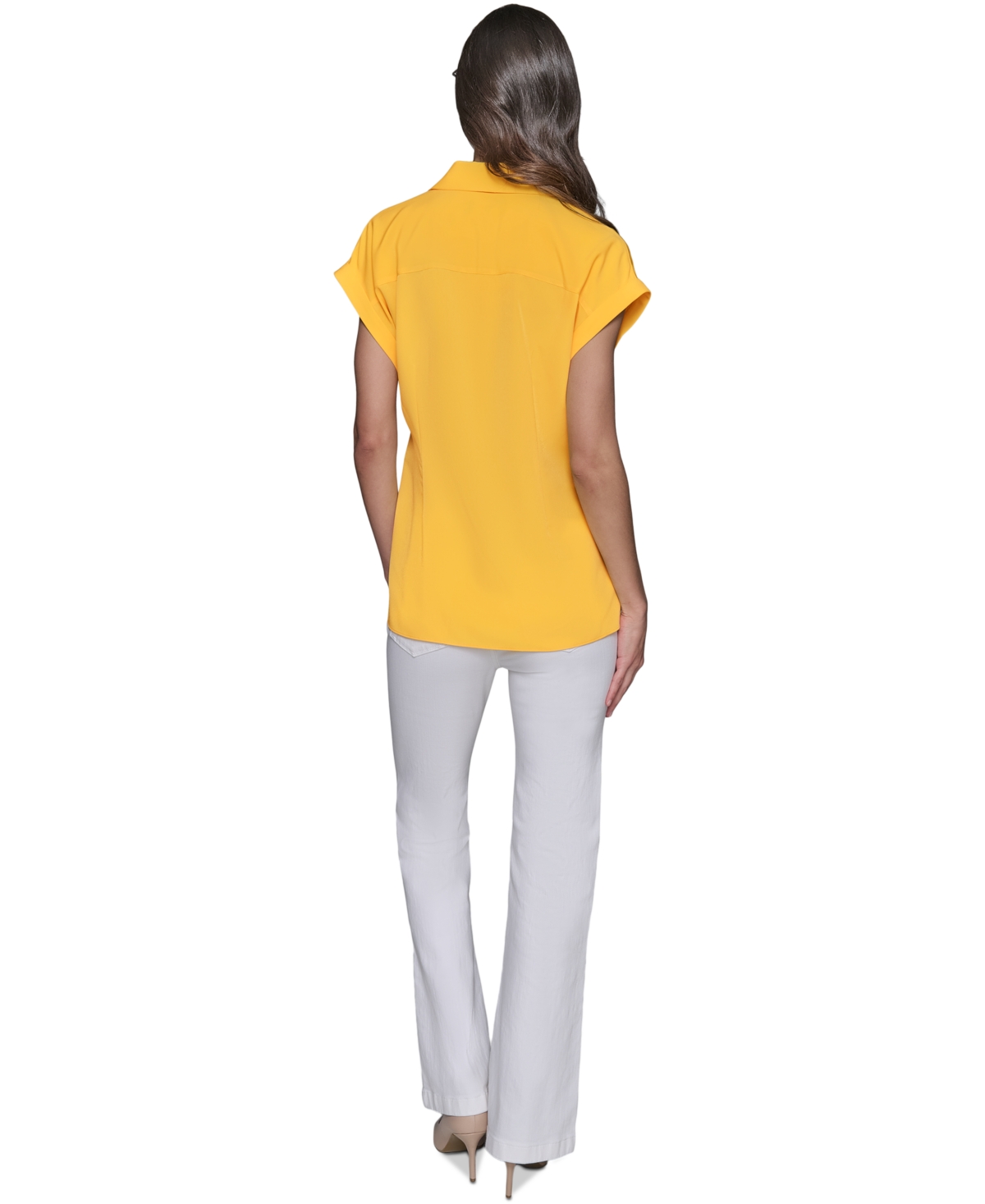Shop Karl Lagerfeld Women's Asymmetric Button-front Top In Daffodil