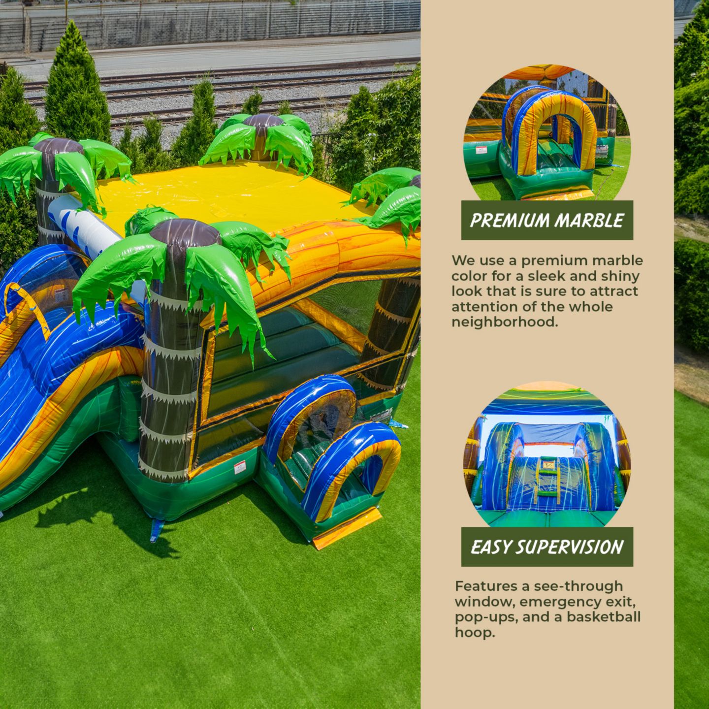 Детская игрушка Xjump Tropical Ocean 13'H Vinyl Water Slide Bounce House with Splash Pool, Up to 6 Players, Ages 3+, цвет: Оранжевый — фото 4