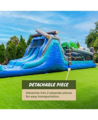 Commercial Grade 45' Tropical Wet/Dry Obstacle with dual lane slide and deep pool