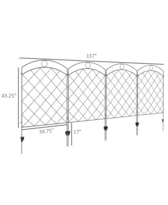 11.4' Garden Fence Steel Border Flower Edging, Pack of 4,