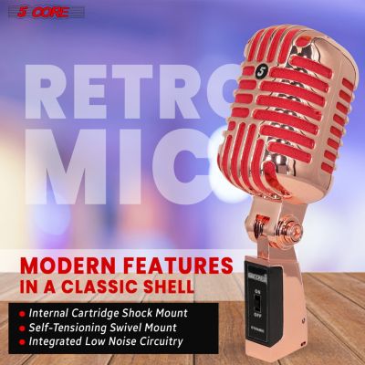 Classic Retro Dynamic Microphone • Old Vintage Style Iconic Unidirectional XLR Vocal Mic RTRO MIC COPPER