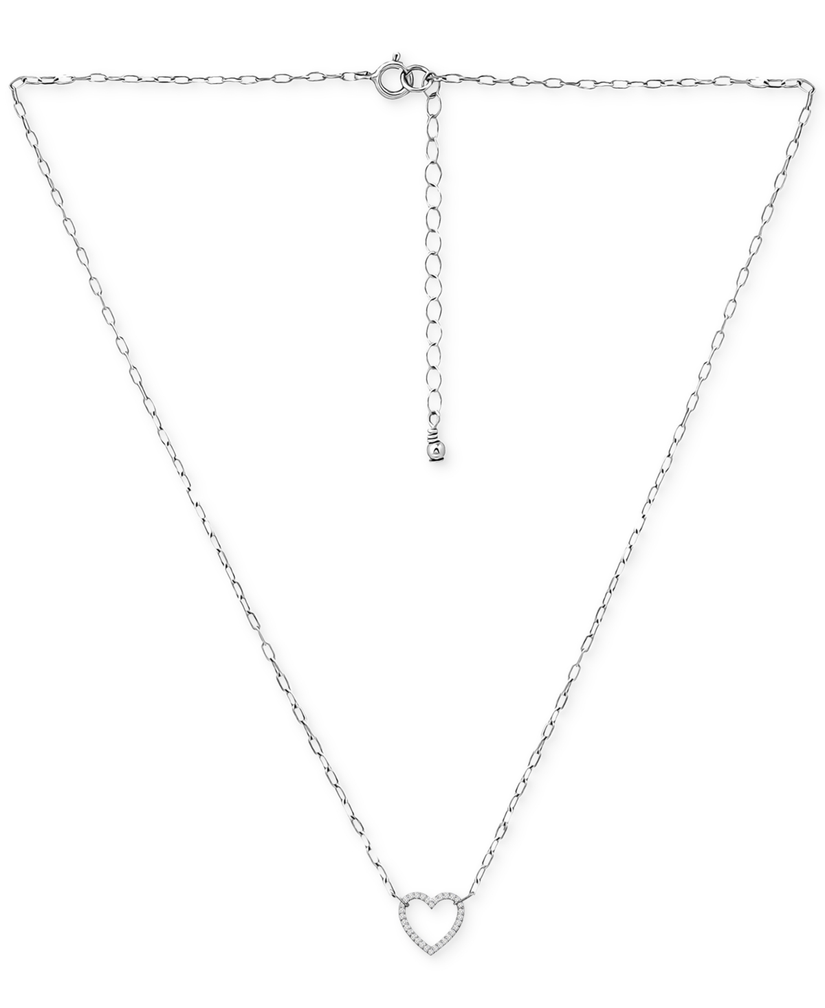 Giani Bernini Cubic Zirconia Heart Pendant Necklace, 16" + 2" Extender, Exclusively At Macy's In Silver