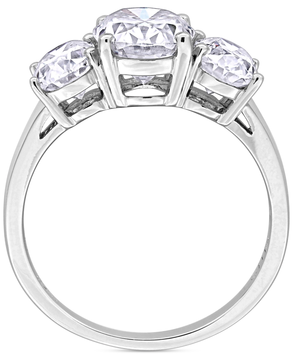 Macy's Moissanite Three Stone Ring (4 Ct. T.w.) In Sterling Silver In Moissanite