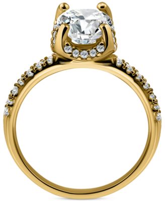 Cubic Zirconia Oval Halo Ring in 18k Gold-Plated Sterling Silver, Exclusively at Macy's