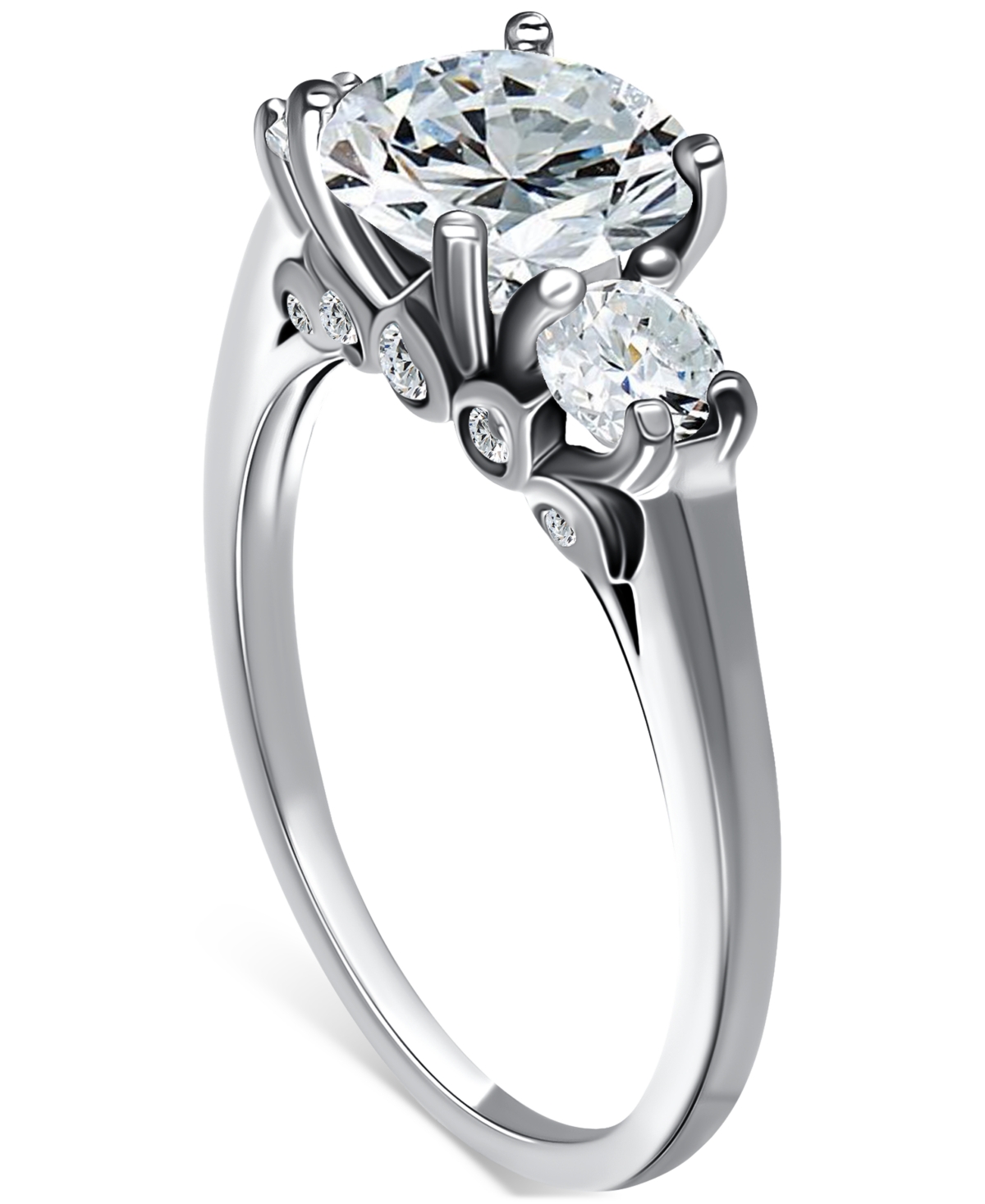Giani Bernini Cubic Zirconia Three Bridal Stone Ring In Sterling Silver, Exclusively At Macy's In Silver