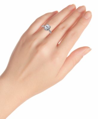 Cubic Zirconia Oval Halo Ring in 18k Gold-Plated Sterling Silver