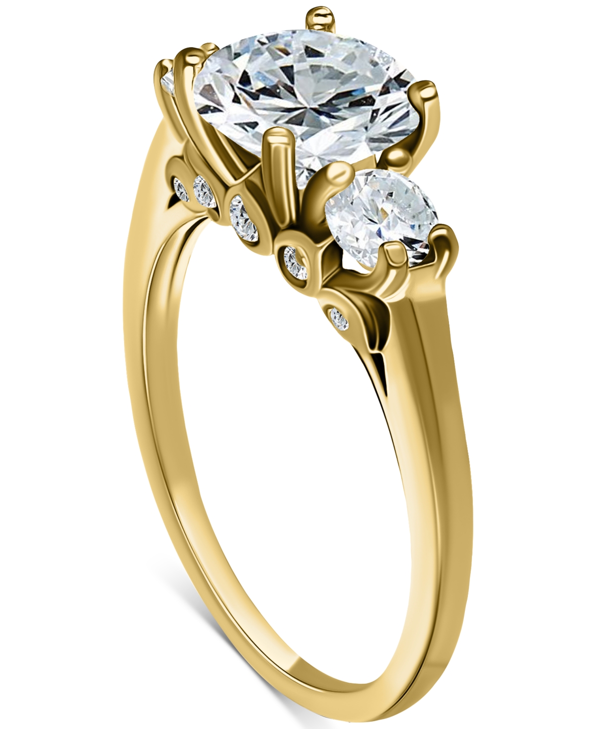 Giani Bernini Cubic Zirconia Three Bridal Stone Ring In Sterling Silver, Exclusively At Macy's In Gold