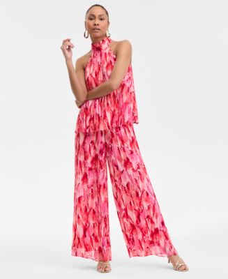 Chinese Style Printed Chiffon Wide-Leg Pants