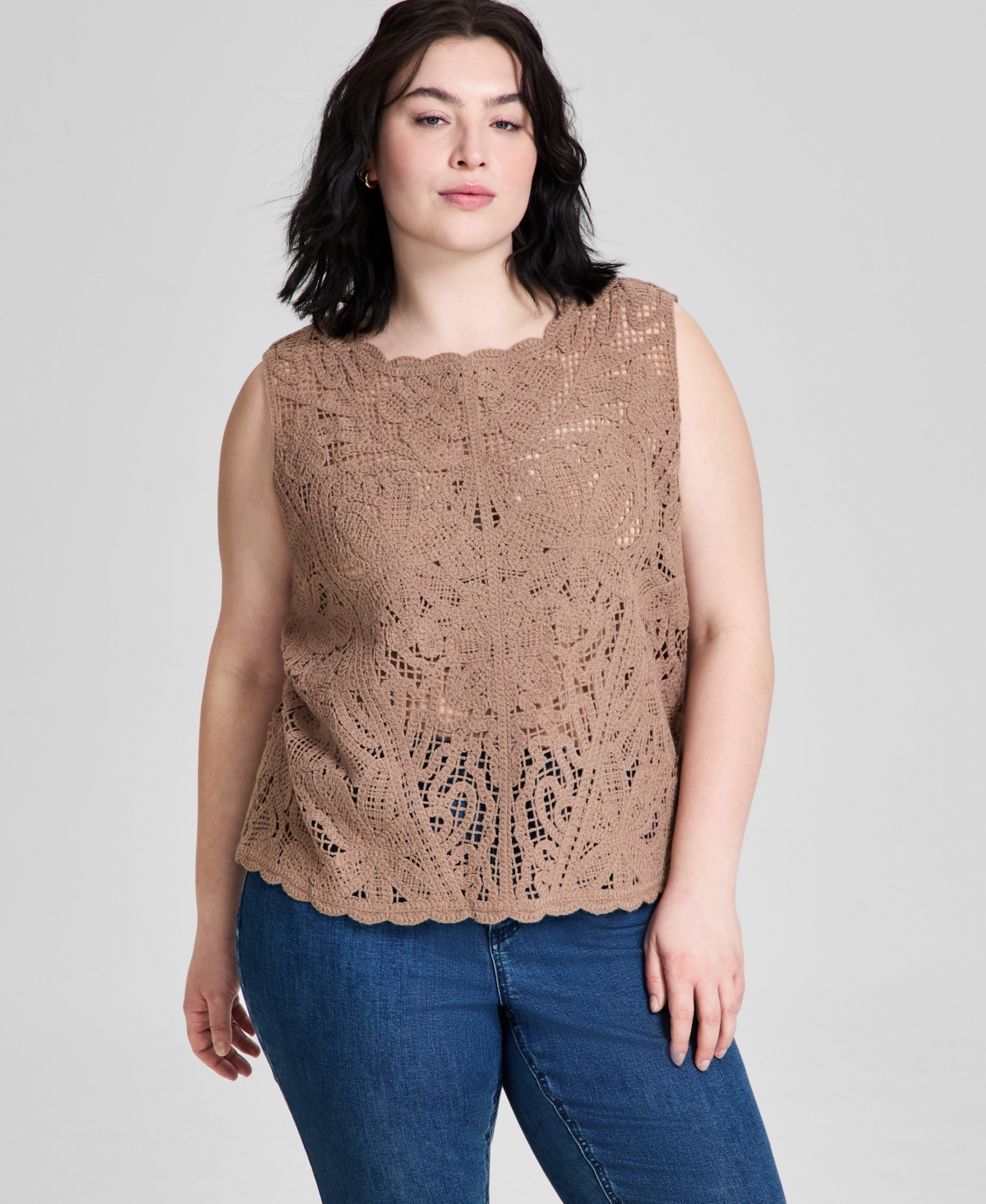 Trendy Plus Size Sleeveless Sweater, Exclusively at Macy's - Portabella