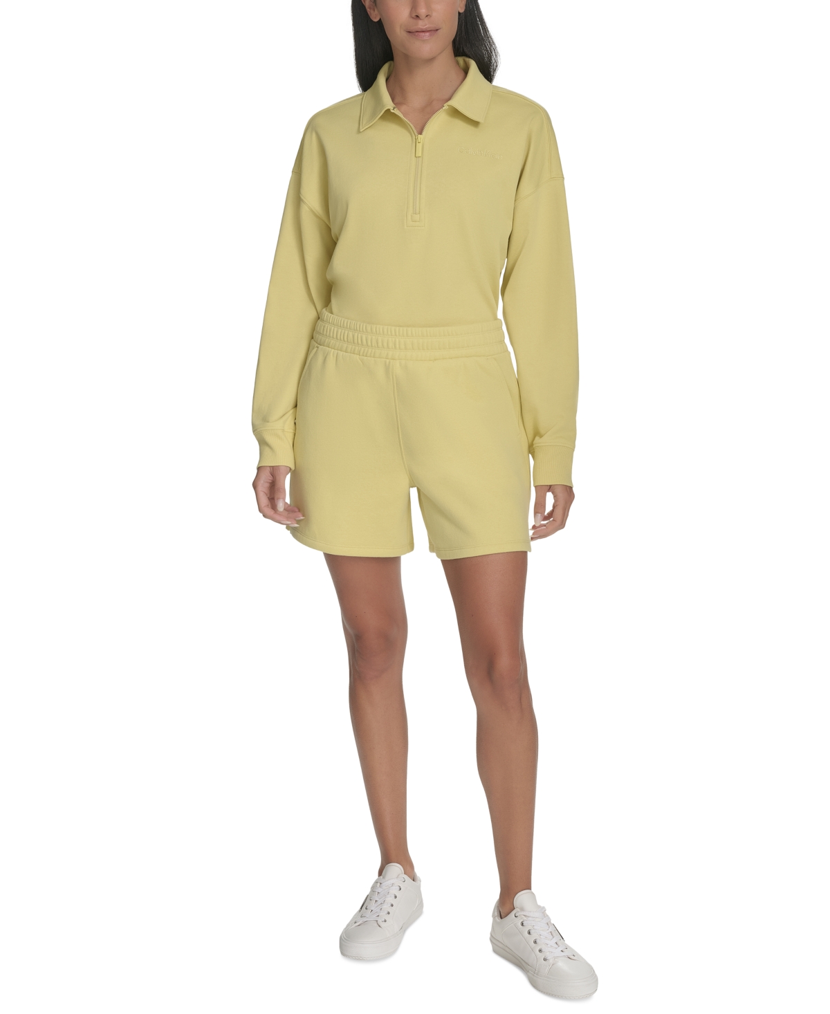 Calvin Klein Women's Smocked Waistband Midi Shorts In Green