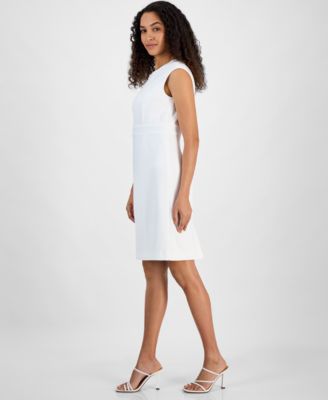 Women's Textured Cap-Sleeve Princess-Seam Dress, Regular & Petite Sizes
