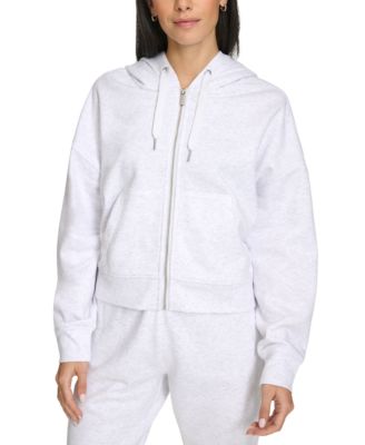 Calvin Klein - Women's Fleece Crop Zip-Front Long-Sleeve Hoodie