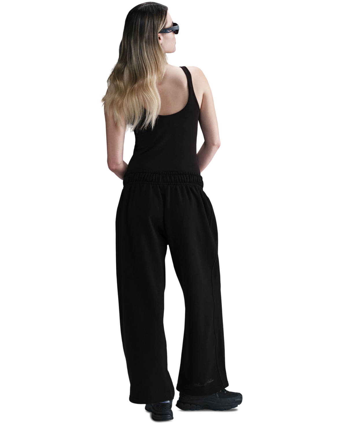 Nike Sportswear Women's Mid-rise Oversized Open-hem French Terry Pants In Black
