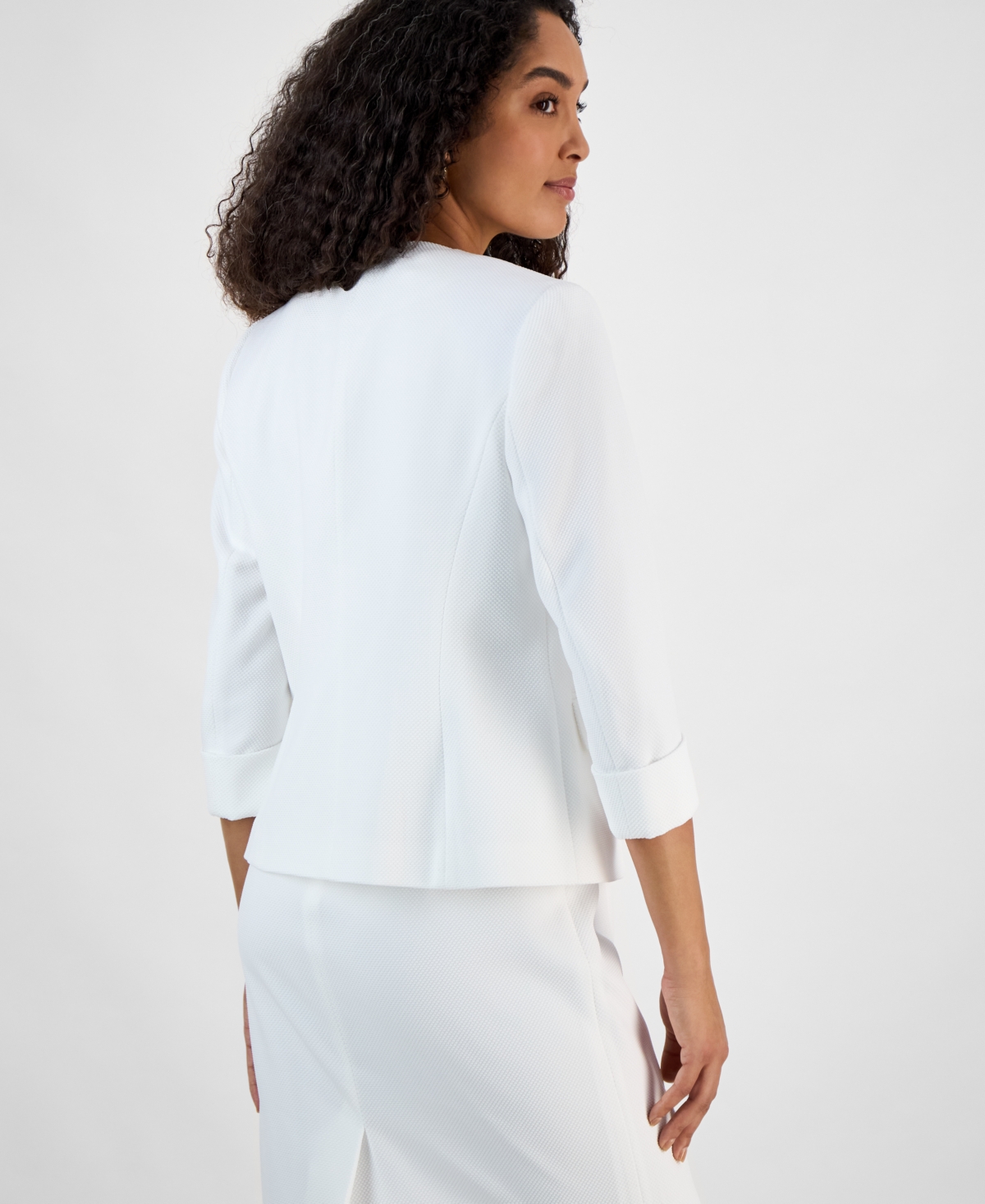 Kasper Plus Size Open Front Blazer In Lily White