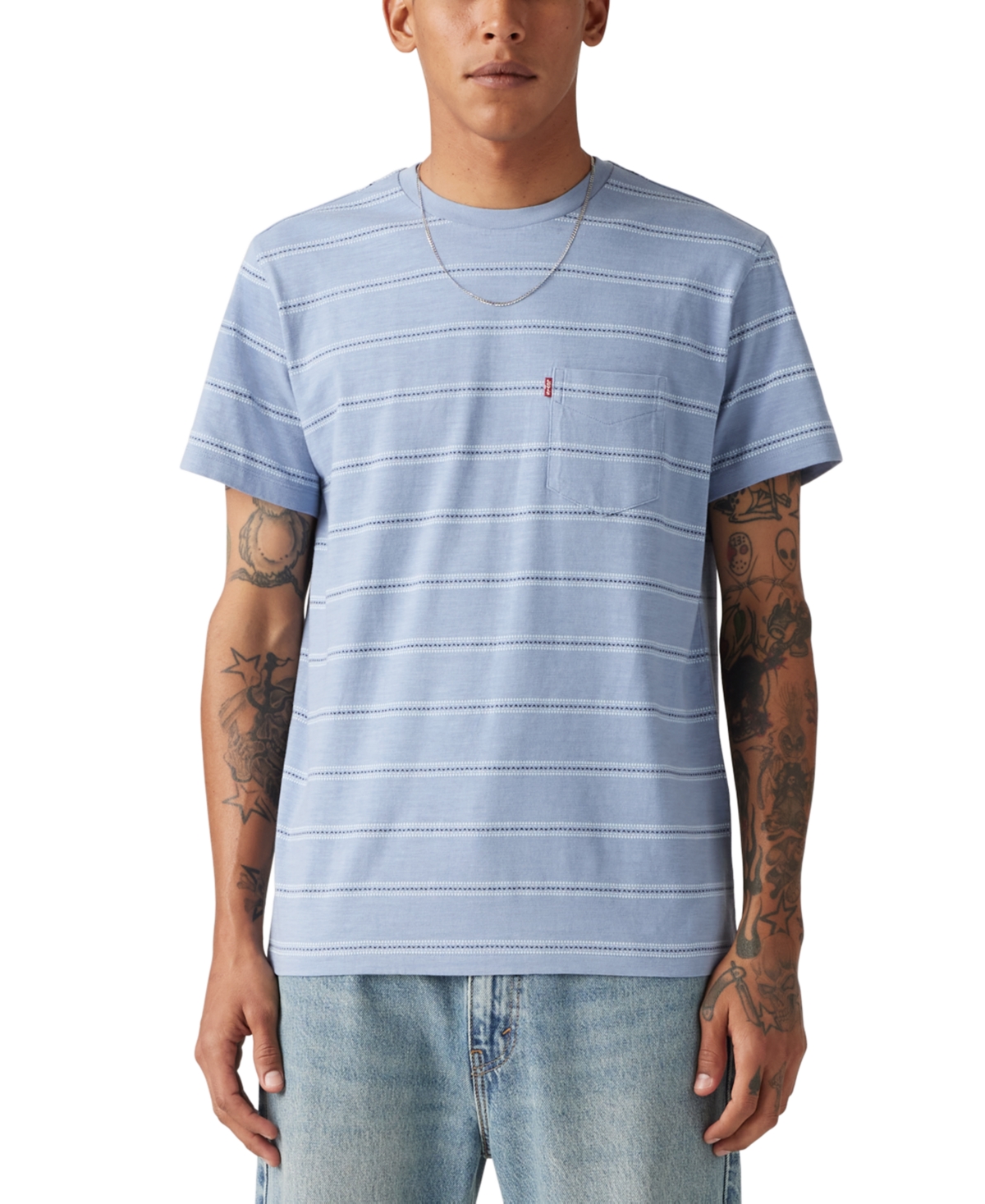 Levi's Classic Pocket T-shirt In Dino Stripe Cliff